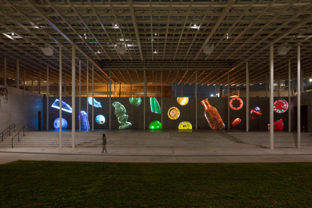 Hubbard / Birchler Past Deposits from a Future Yet to Come, 2024
Installation view, Moody Amphitheater at Waterloo Park, Austin, TX 
Photo: Kevin Todora