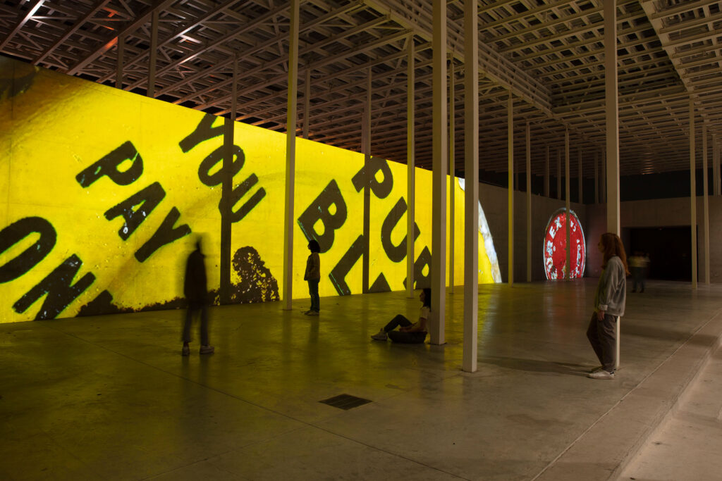 Hubbard / Birchler Past Deposits from a Future Yet to Come, 2024
Installation view, Moody Amphitheater at Waterloo Park, Austin, TX 
Photo: Kevin Todora