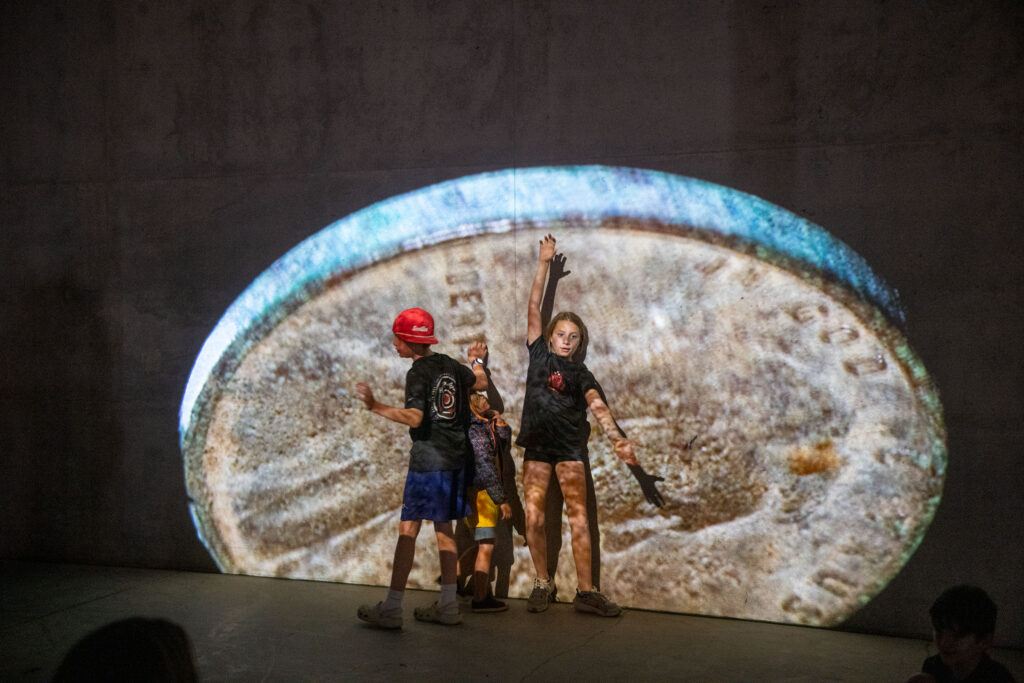 Hubbard / Birchler Past Deposits from a Future Yet to Come, 2024 
Opening event, Moody Amphitheater at Waterloo Park, Austin, TX
Photo: Sandy Carson